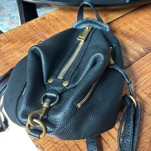 Rebecca Minkoff Medium Julian Backpack with Pebbled Black Leather/Mixed Metal